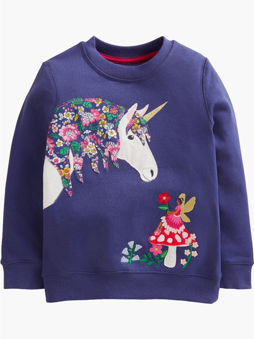 Mini Boden EUC Cozy Appliqué Sweatshirt unicorn and fairy 4-5y